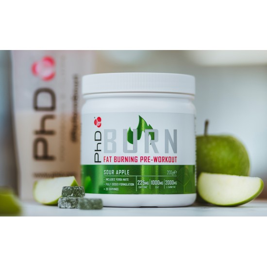 PhD BURN Pre-Workout Powder - 200g Sour Apple