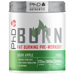 PhD BURN Pre-Workout Powder - 200g Sour Apple